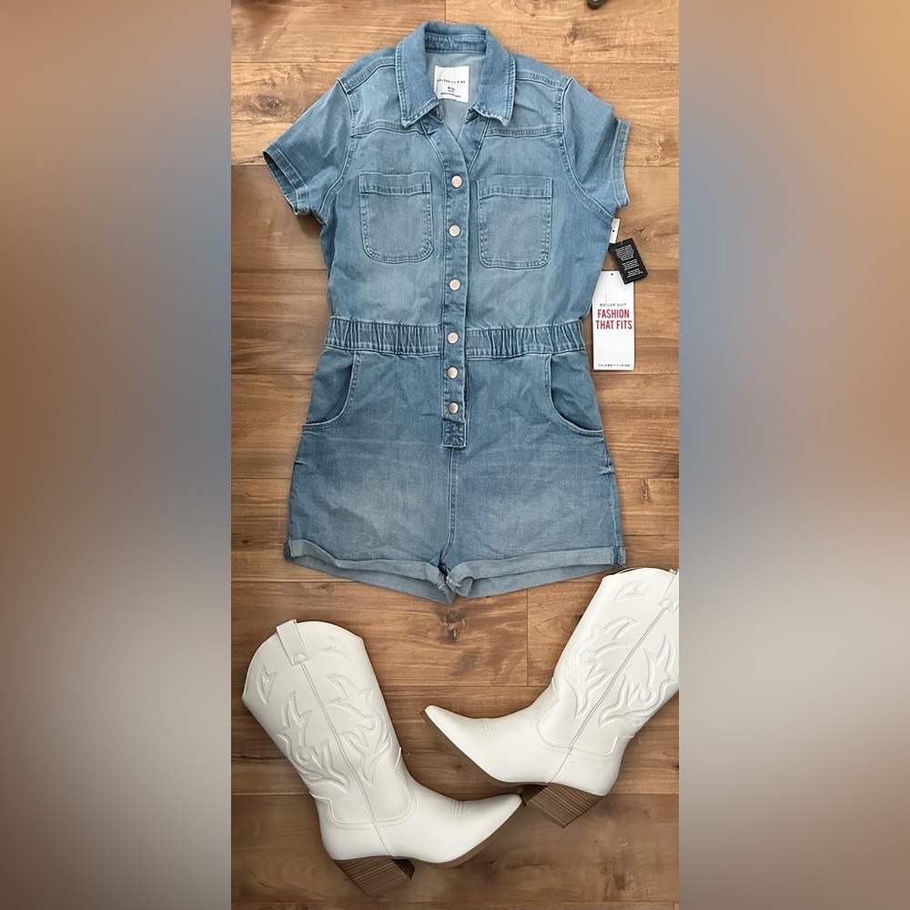 CELEBRITY*PINK Denim Boiler Suit  Romper Size Large